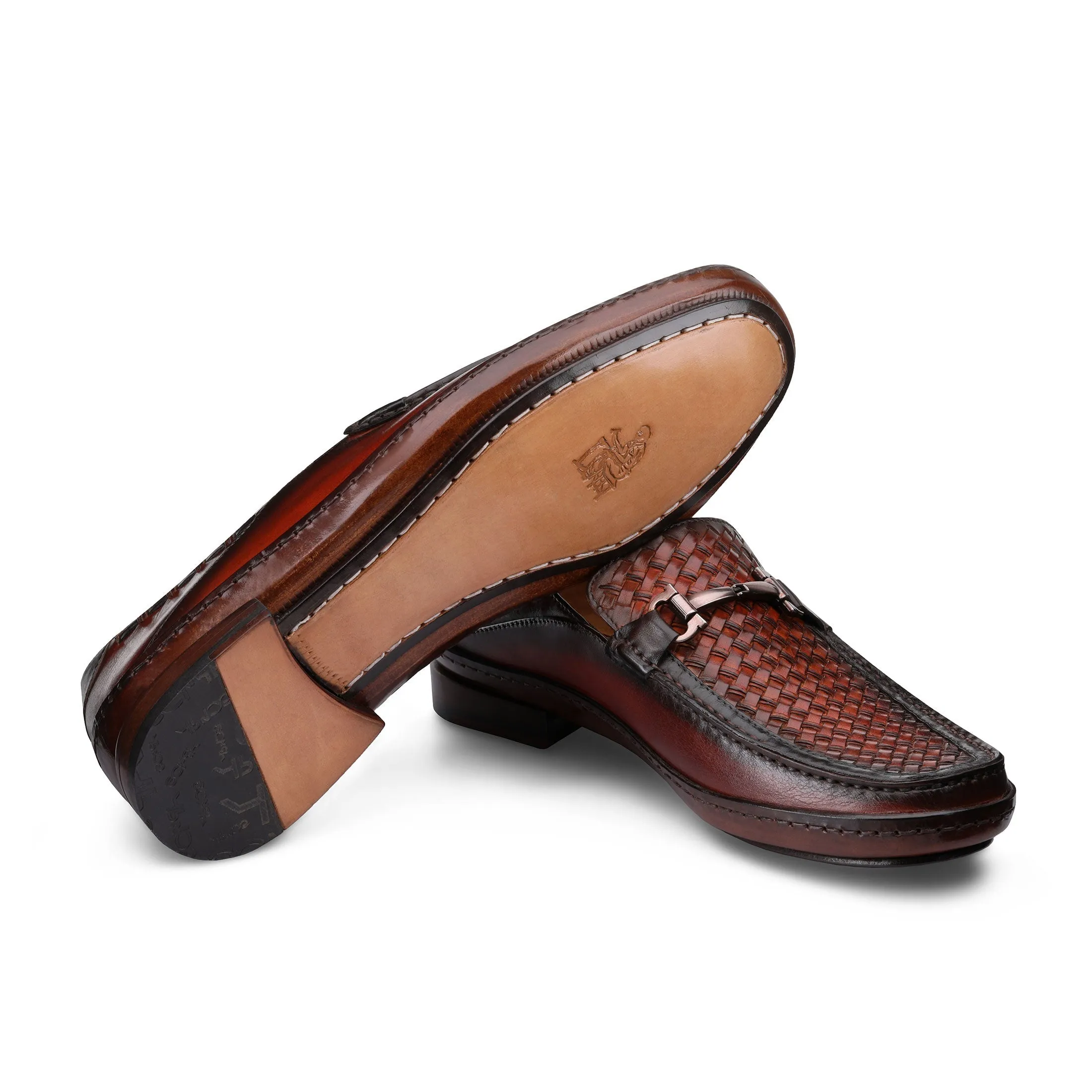 Brown woven moccasins