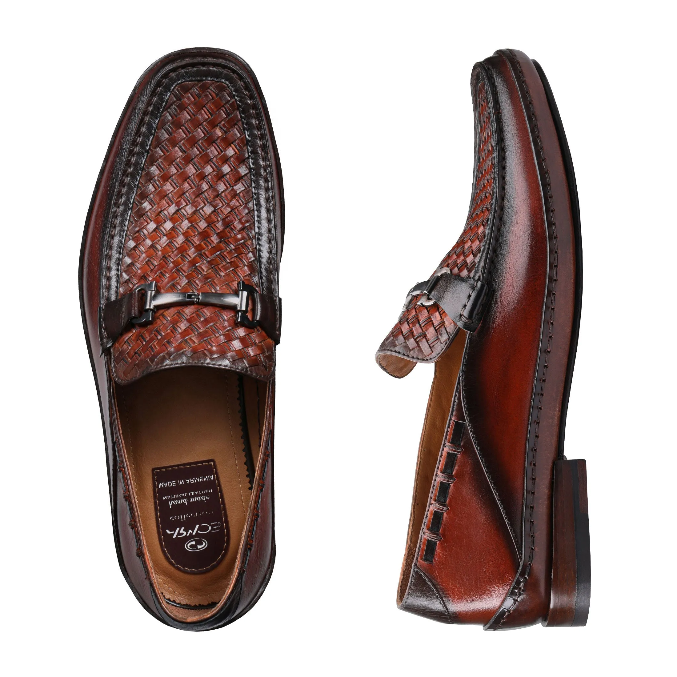 Brown woven moccasins