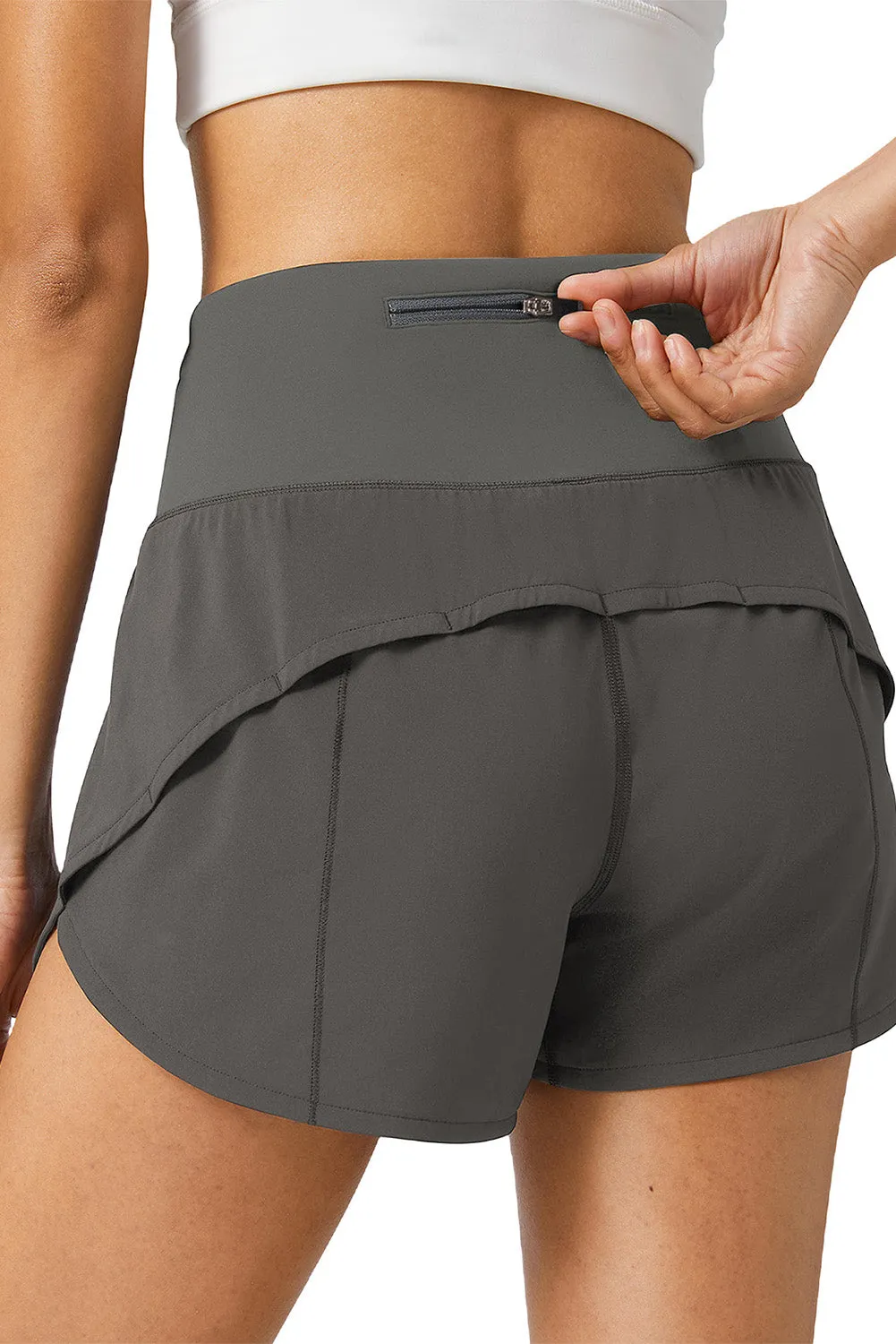 Burgundy Wide Waistband High Waist Sports Shorts