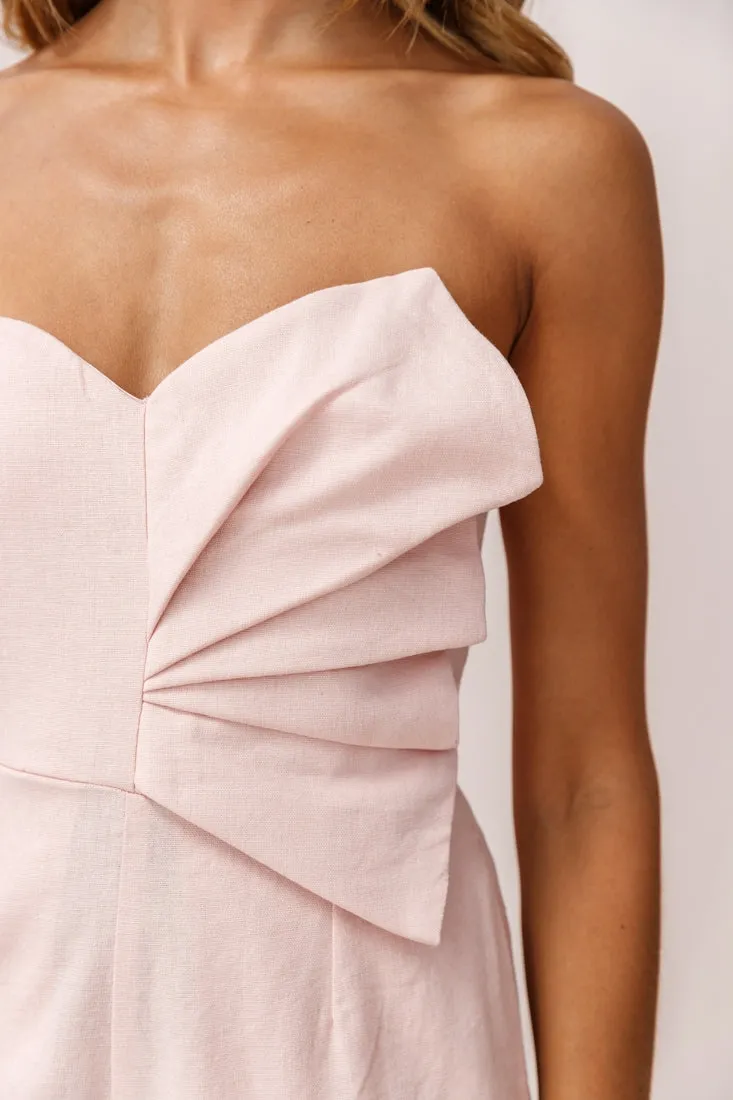 Call Me Wide-Leg Linen Bandeau Jumpsuit Blush