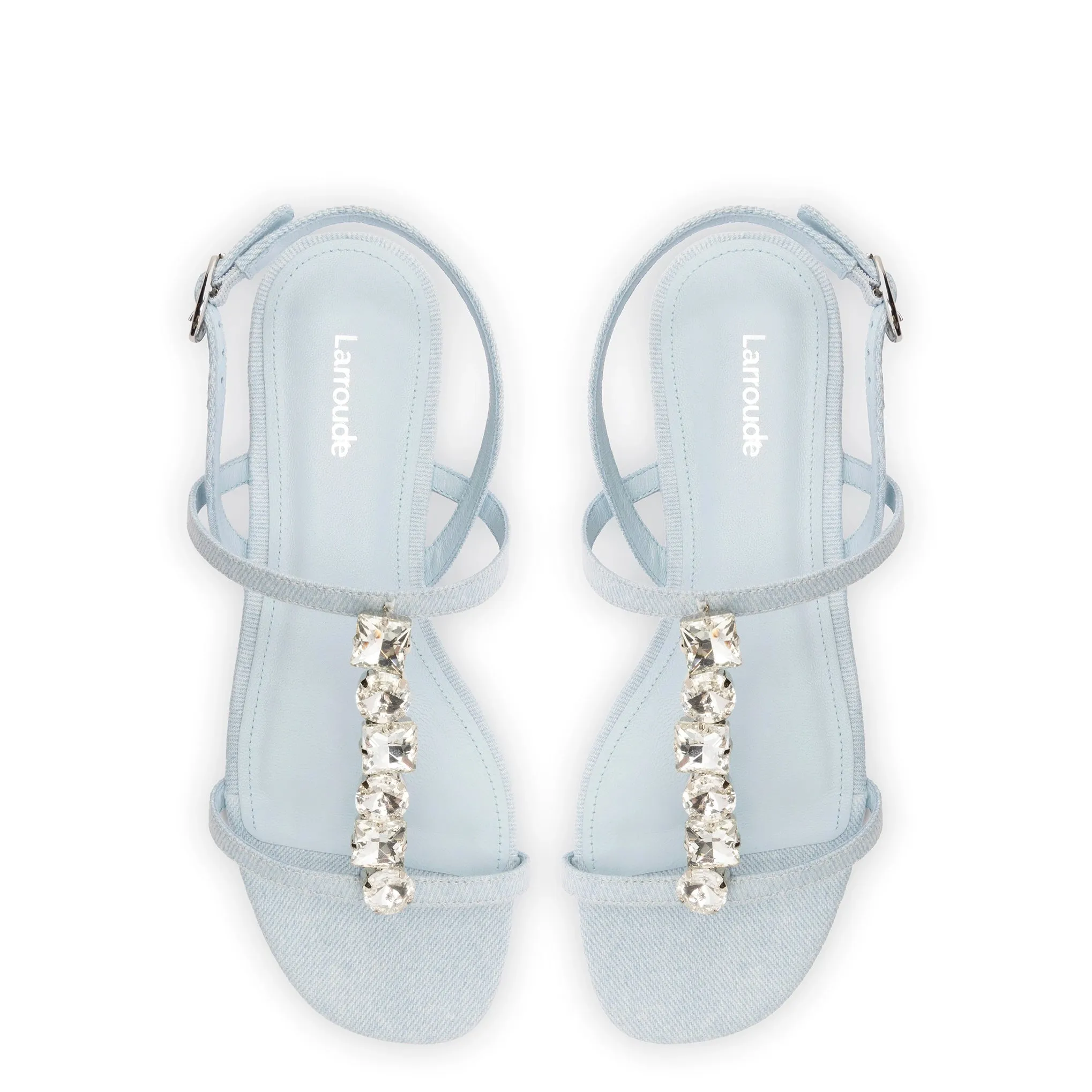 Calypso Flat Sandal In Maya Denim and Crystals