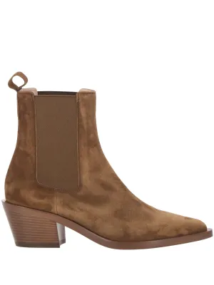 Camel Brown Suede Pointed Toe Boots