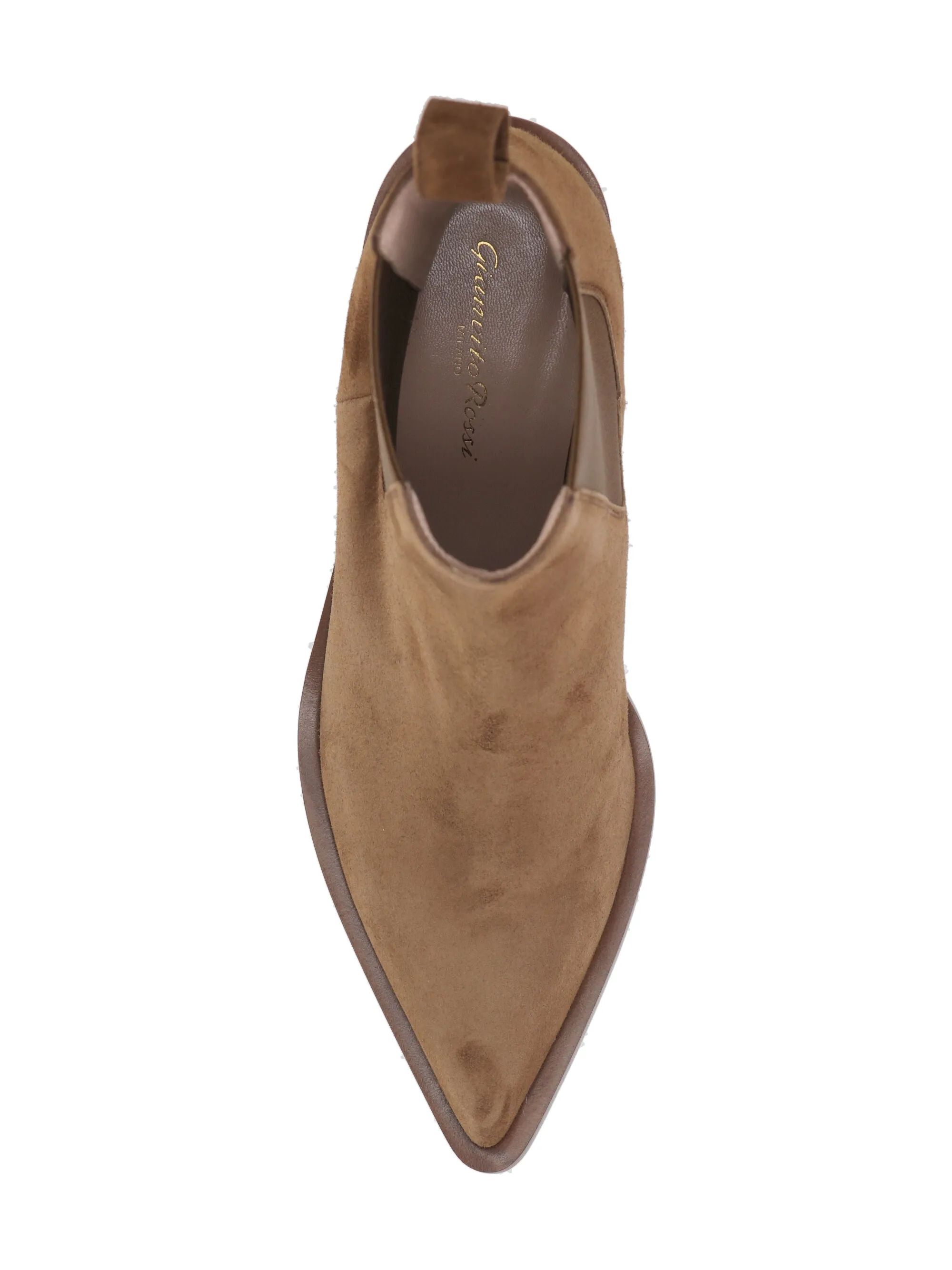 Camel Brown Suede Pointed Toe Boots