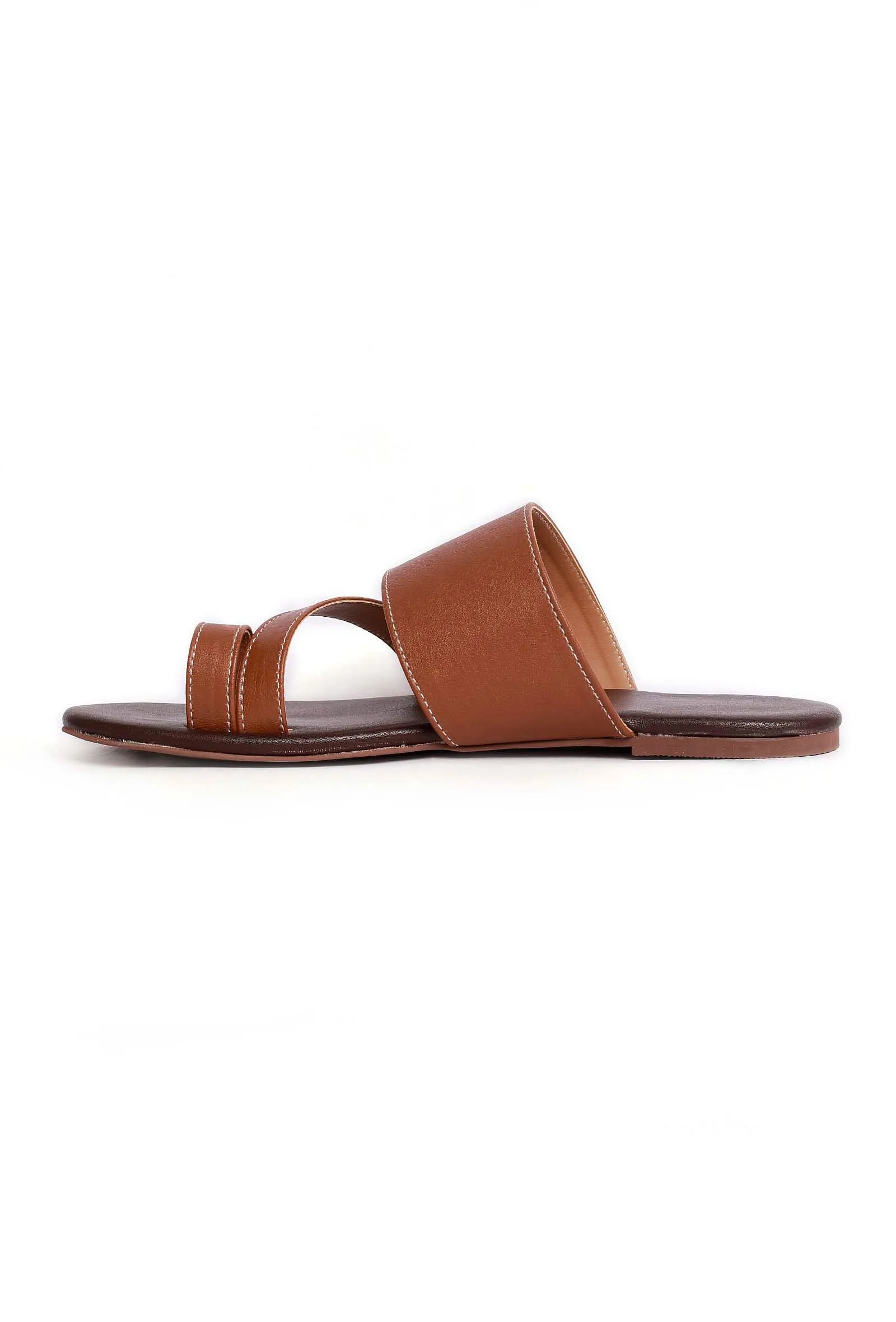 Caramel Brown Cruelty Free Leather Sliders