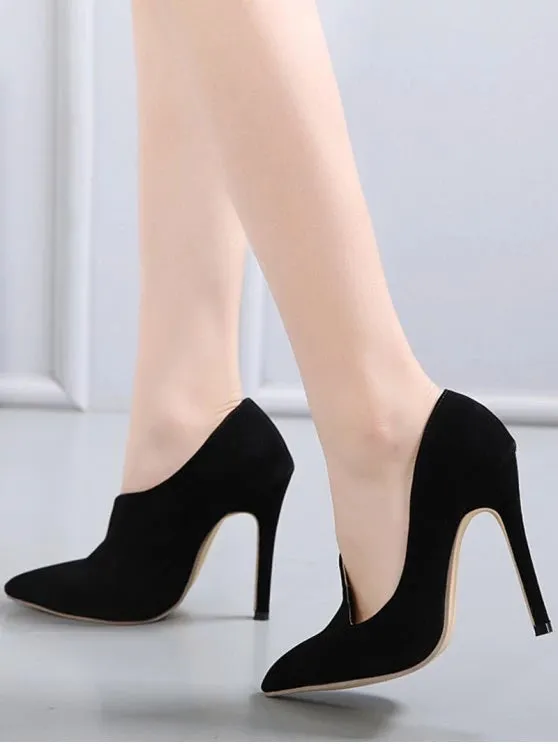 Chic Stiletto Heel Pointed Toe V Shape Pumps