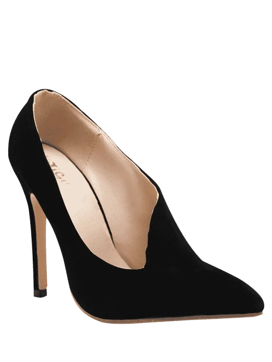 Chic Stiletto Heel Pointed Toe V Shape Pumps