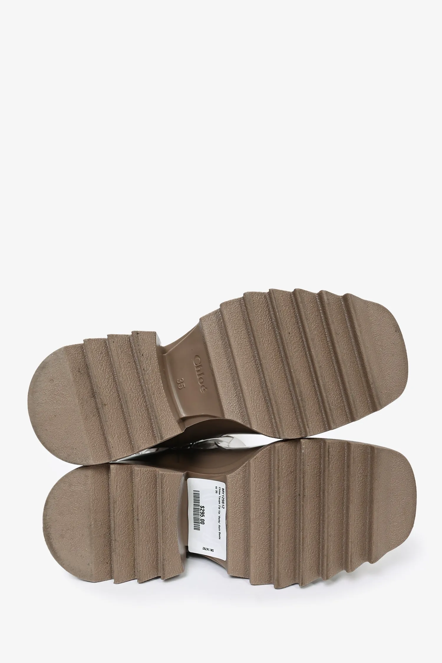 Chloe Taupe Zip Up 'Betty' Rain Boots Size 35