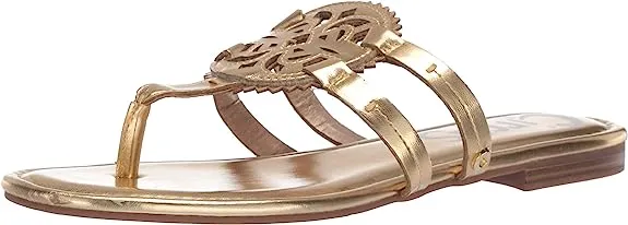 Circus By Sam Edelman Canyon Pure Gold Metallic Faux Leather Thong Flats Sandals