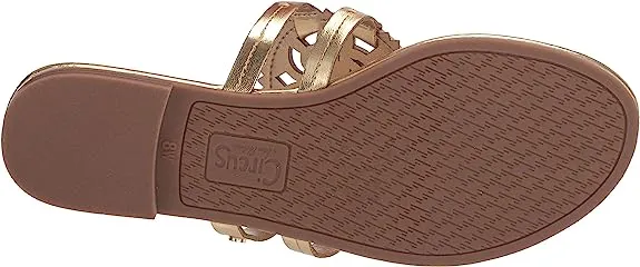 Circus By Sam Edelman Canyon Pure Gold Metallic Faux Leather Thong Flats Sandals