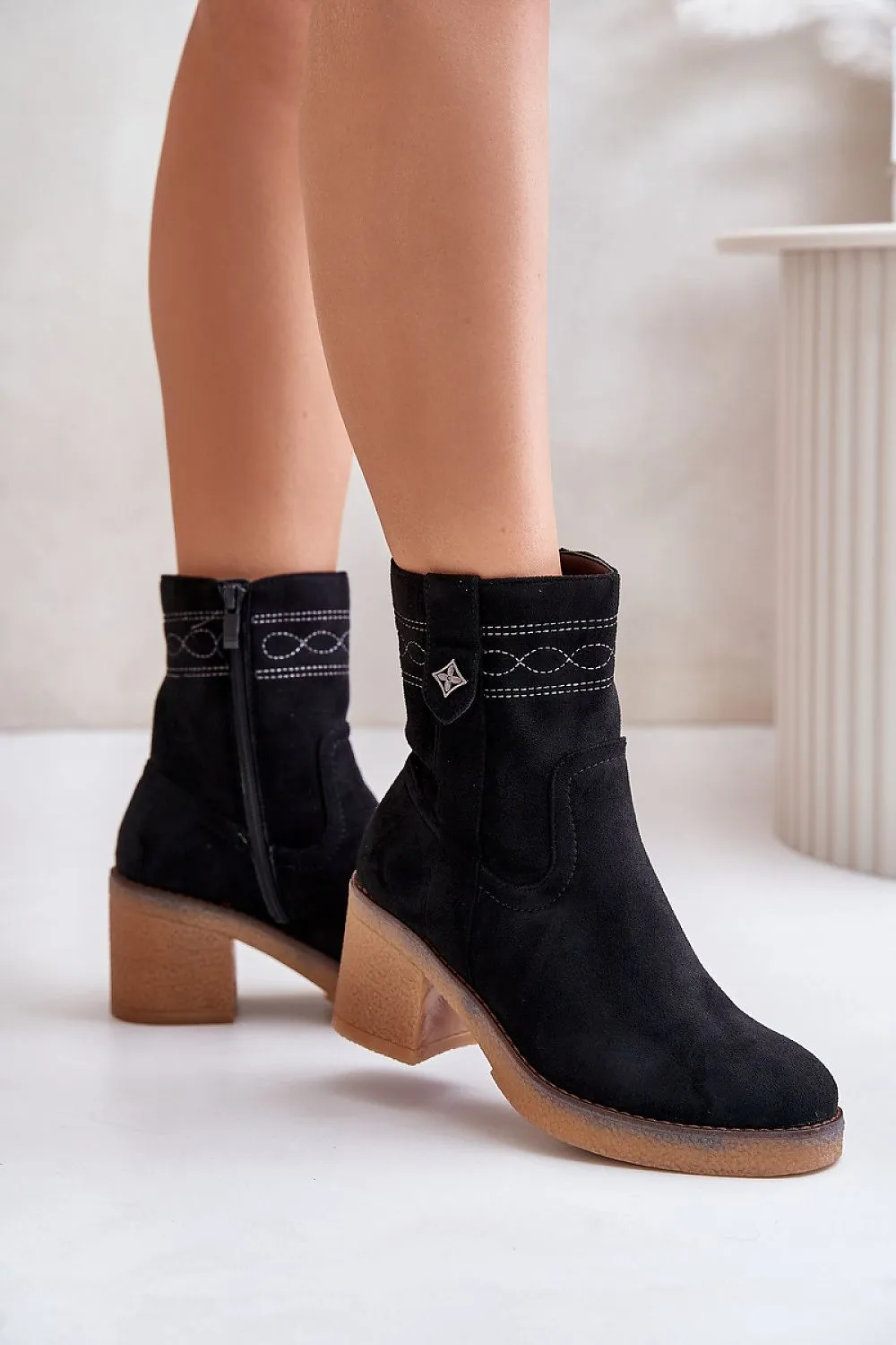 Classic eco suede heel boots