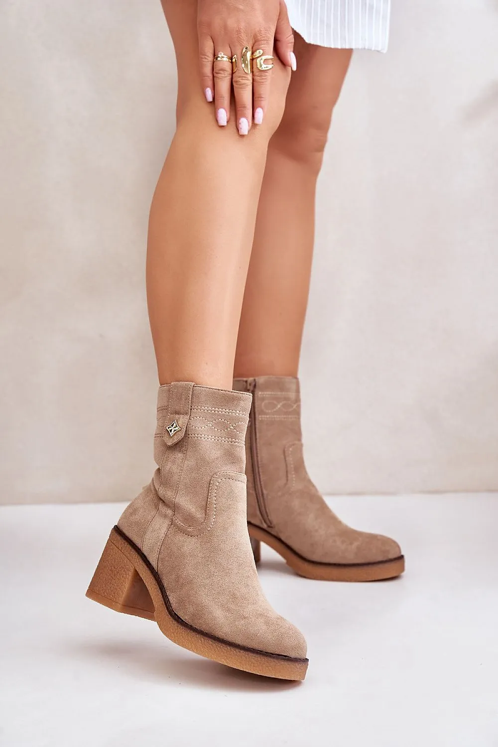 Classic eco suede heel boots