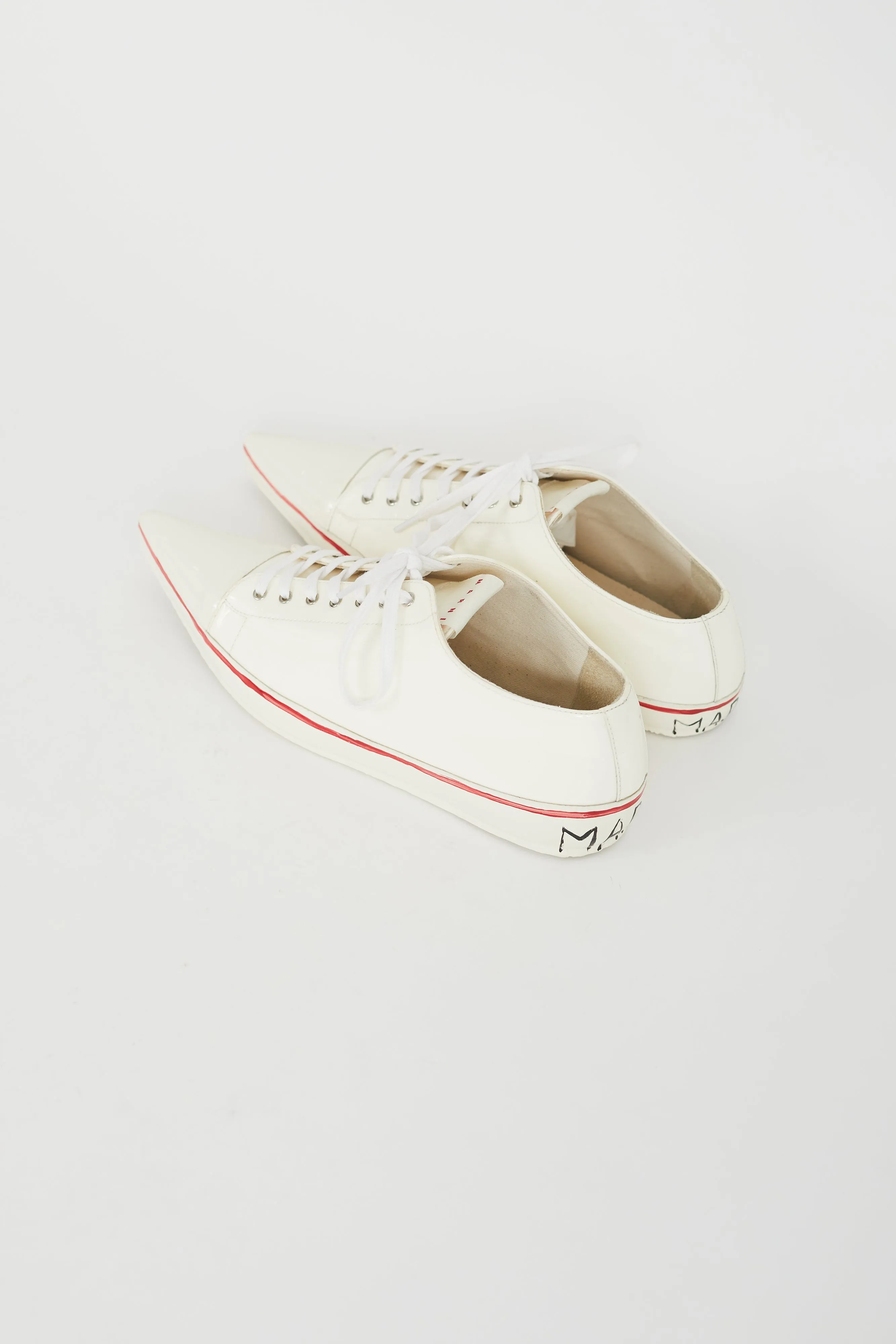 Cream Patent Pointed Toe Sneaker