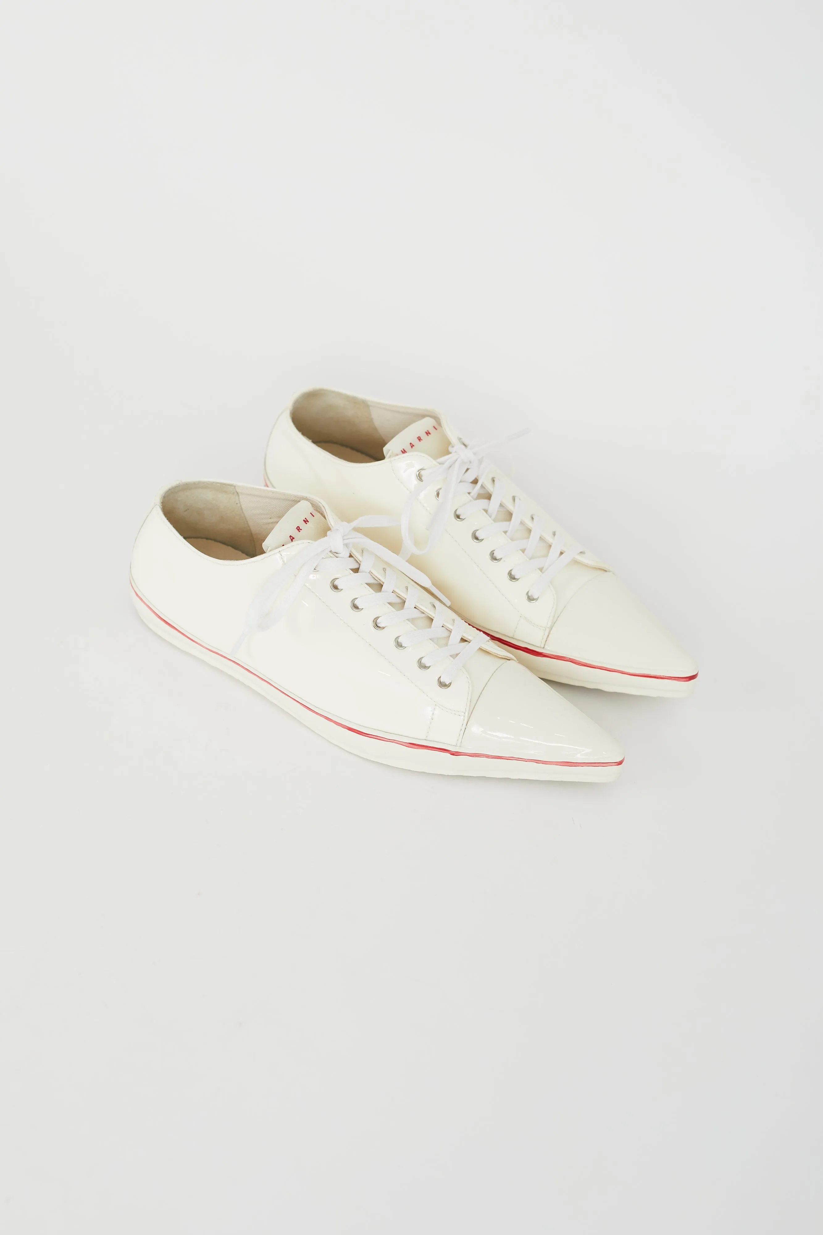 Cream Patent Pointed Toe Sneaker