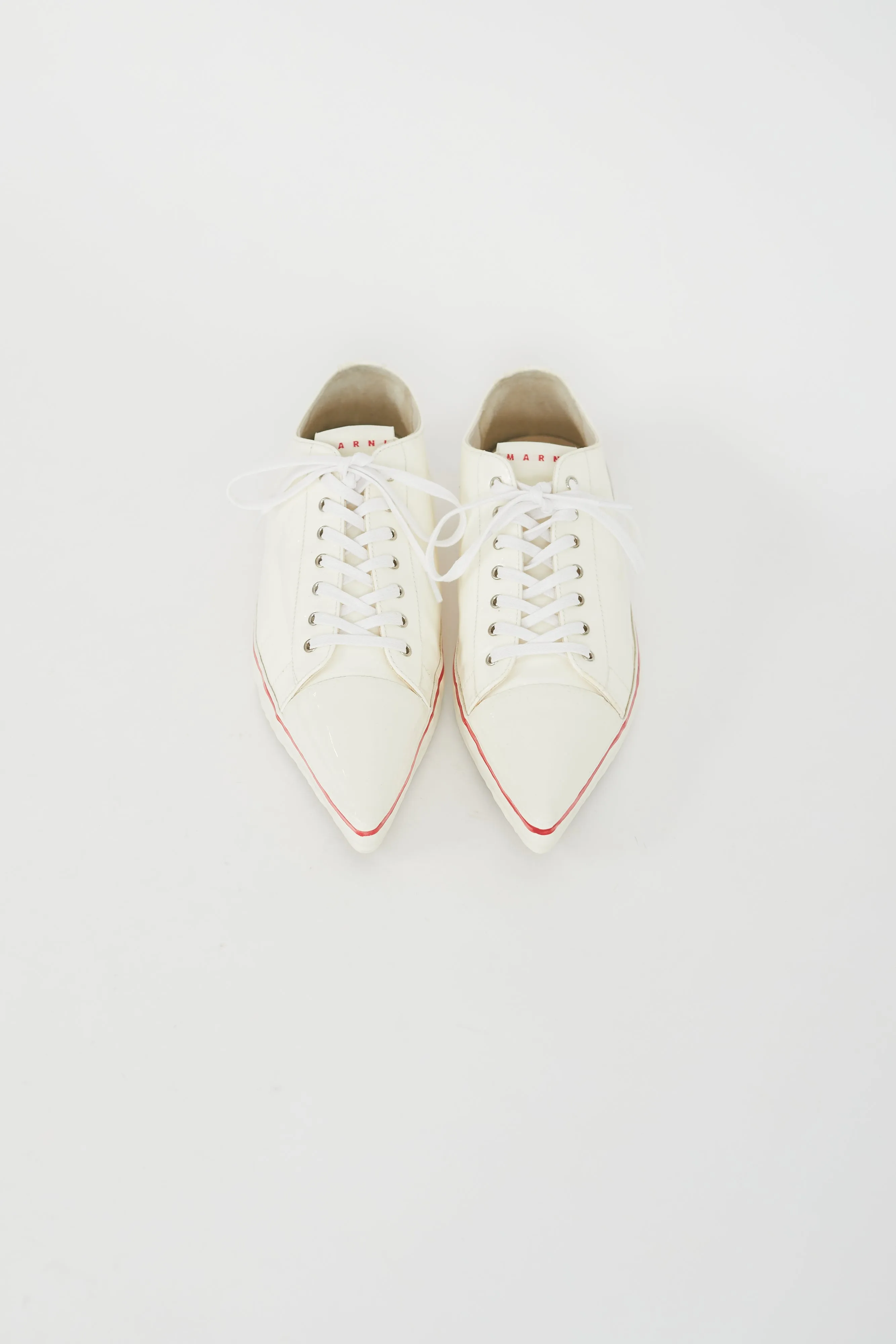 Cream Patent Pointed Toe Sneaker