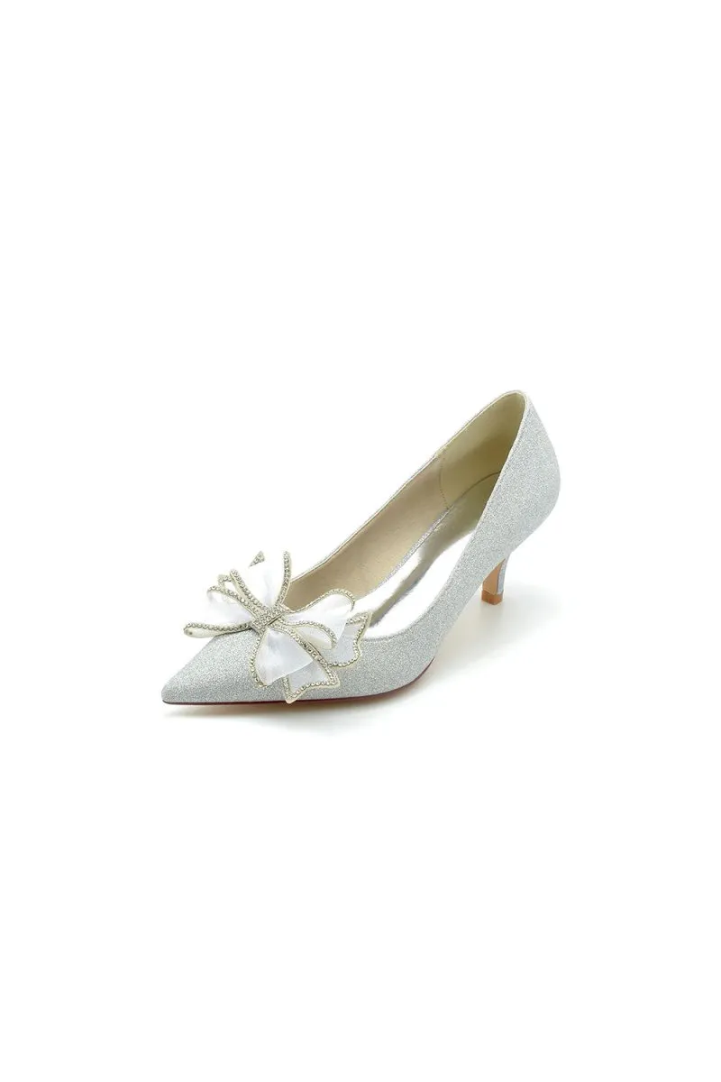 Crystal Stiletto Heel Wedding Shoes with Bow