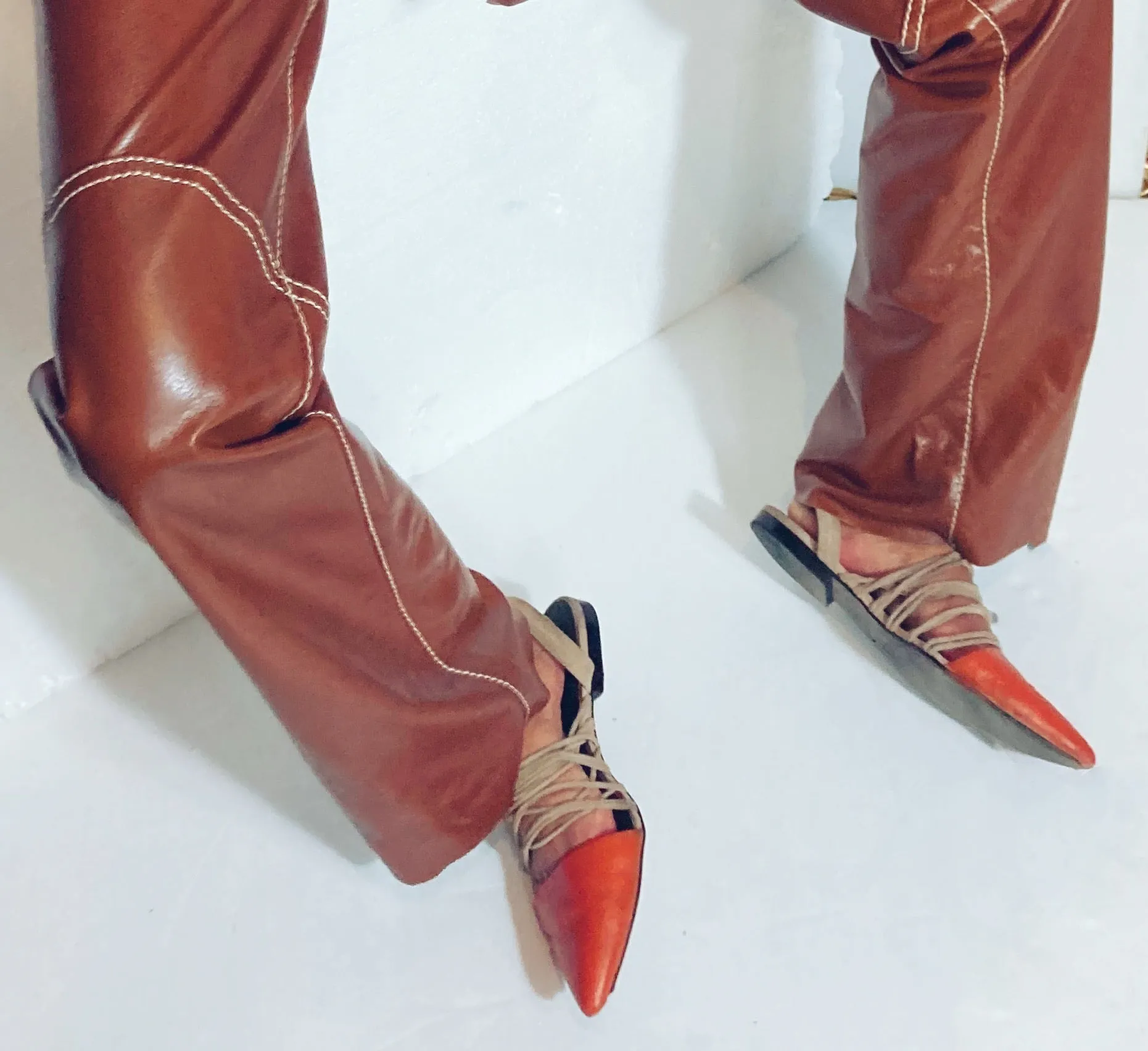 Custom Painted Alexander Wang Suede Pointy Toe Flats size 40