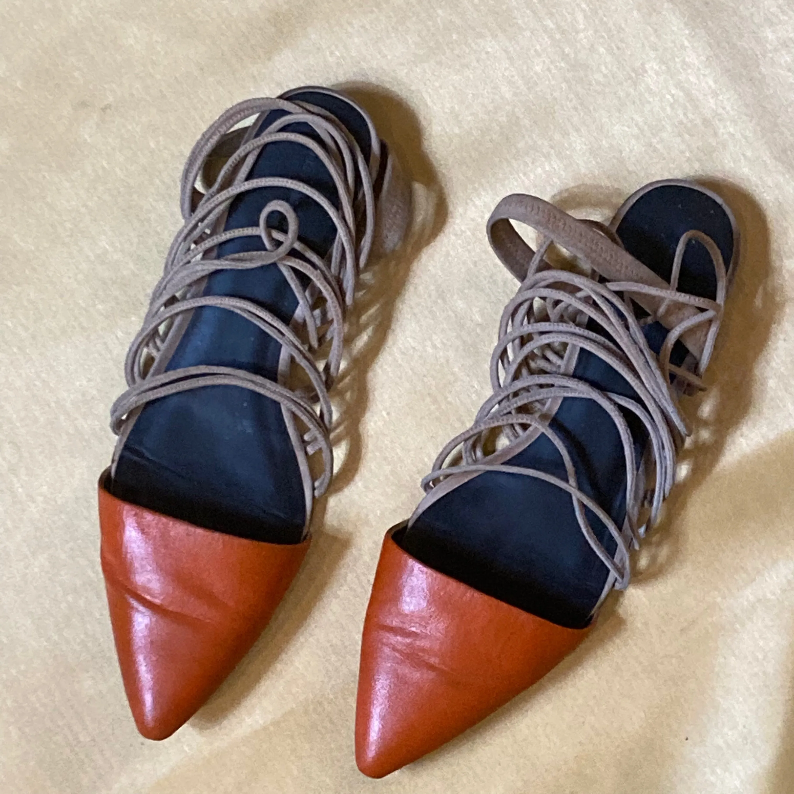 Custom Painted Alexander Wang Suede Pointy Toe Flats size 40