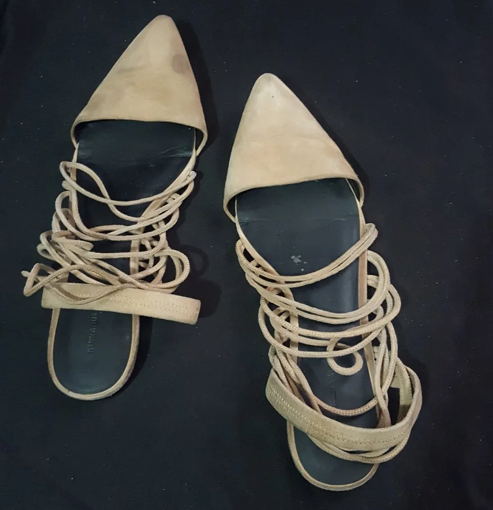 Custom Painted Alexander Wang Suede Pointy Toe Flats size 40