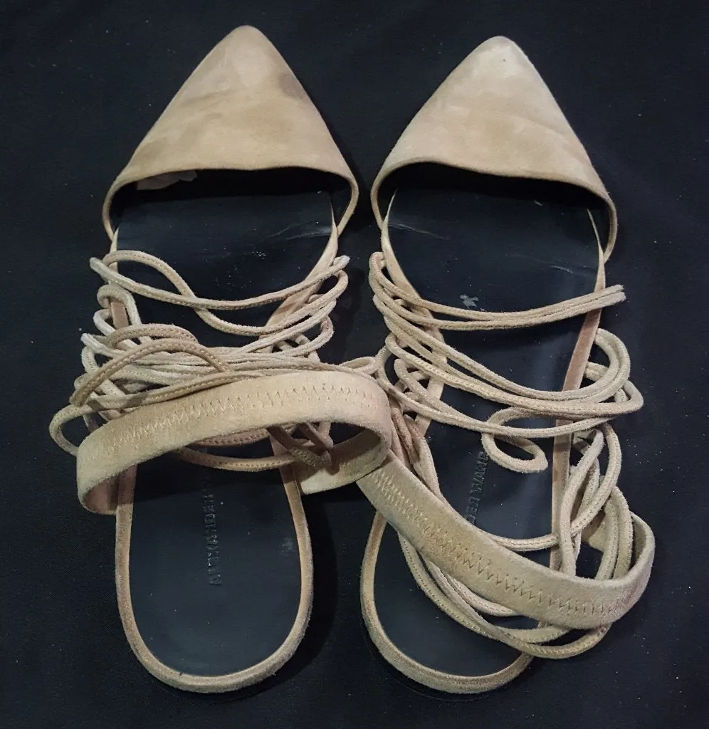 Custom Painted Alexander Wang Suede Pointy Toe Flats size 40