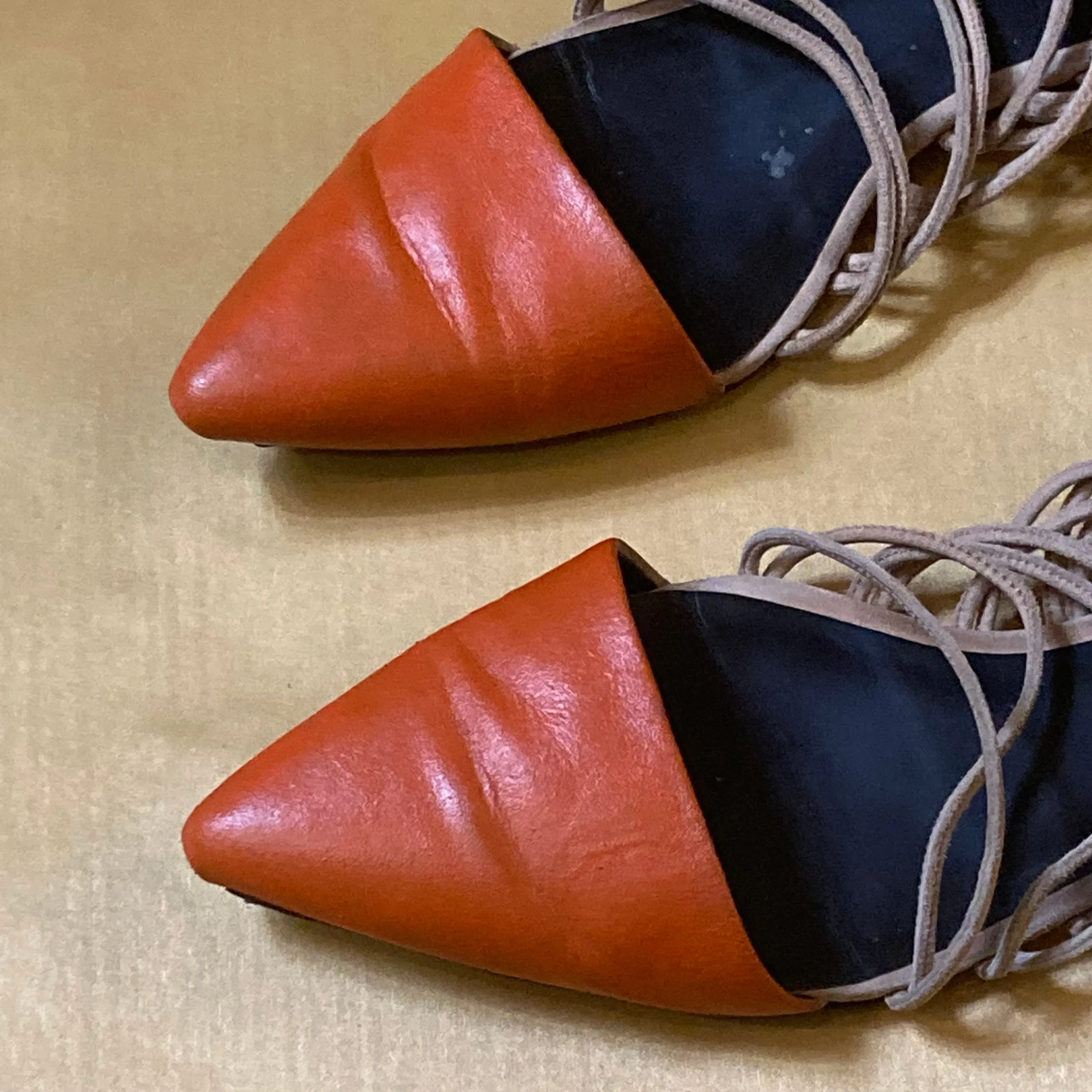Custom Painted Alexander Wang Suede Pointy Toe Flats size 40