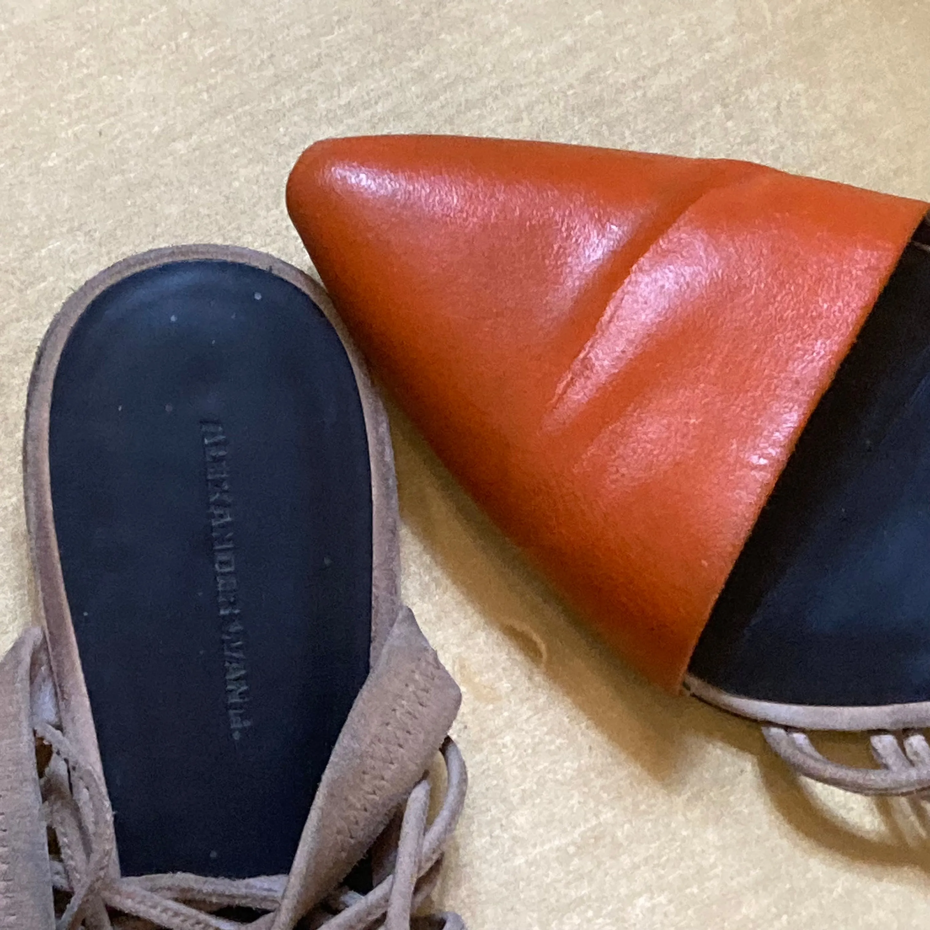 Custom Painted Alexander Wang Suede Pointy Toe Flats size 40