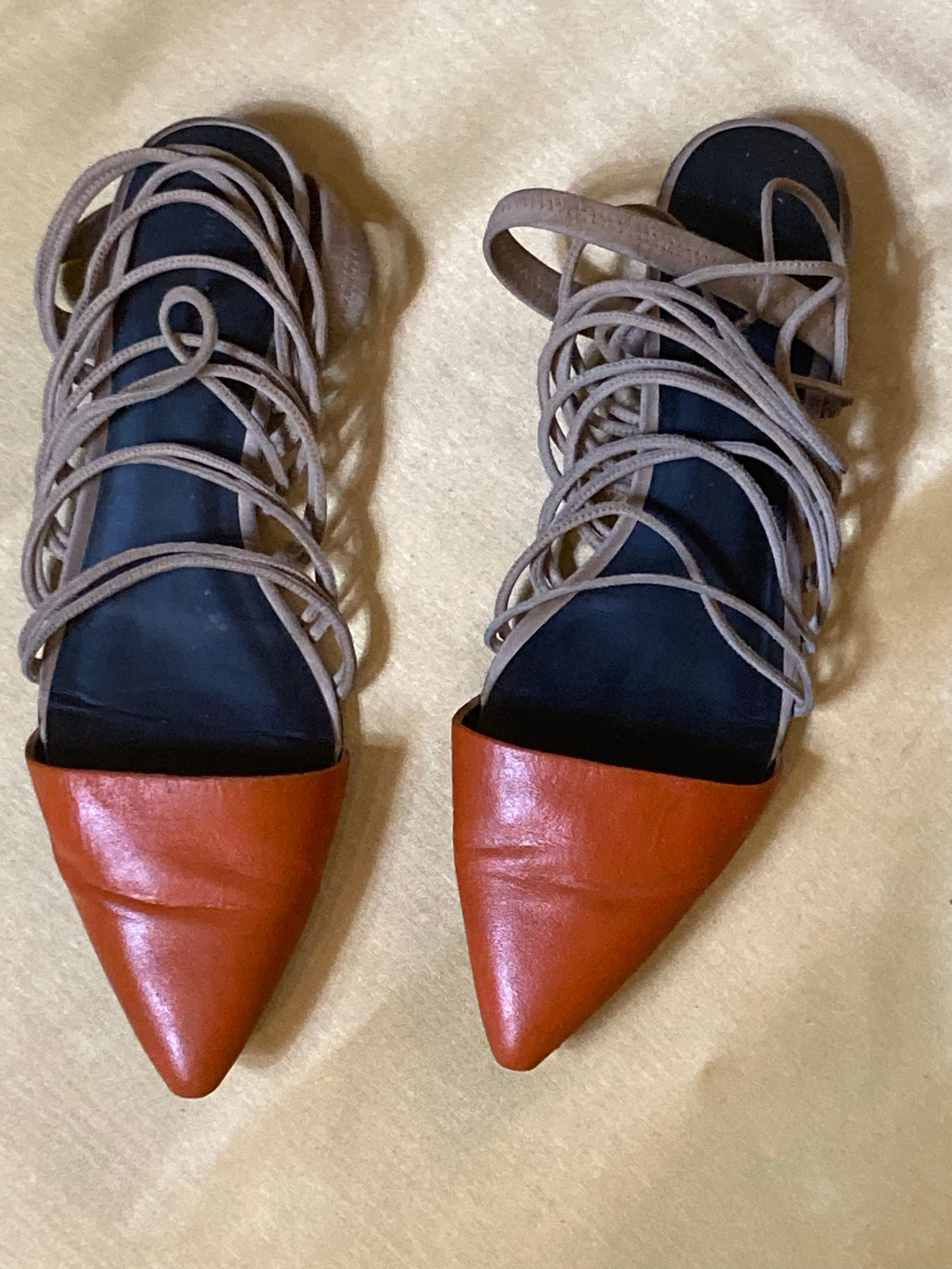 Custom Painted Alexander Wang Suede Pointy Toe Flats size 40