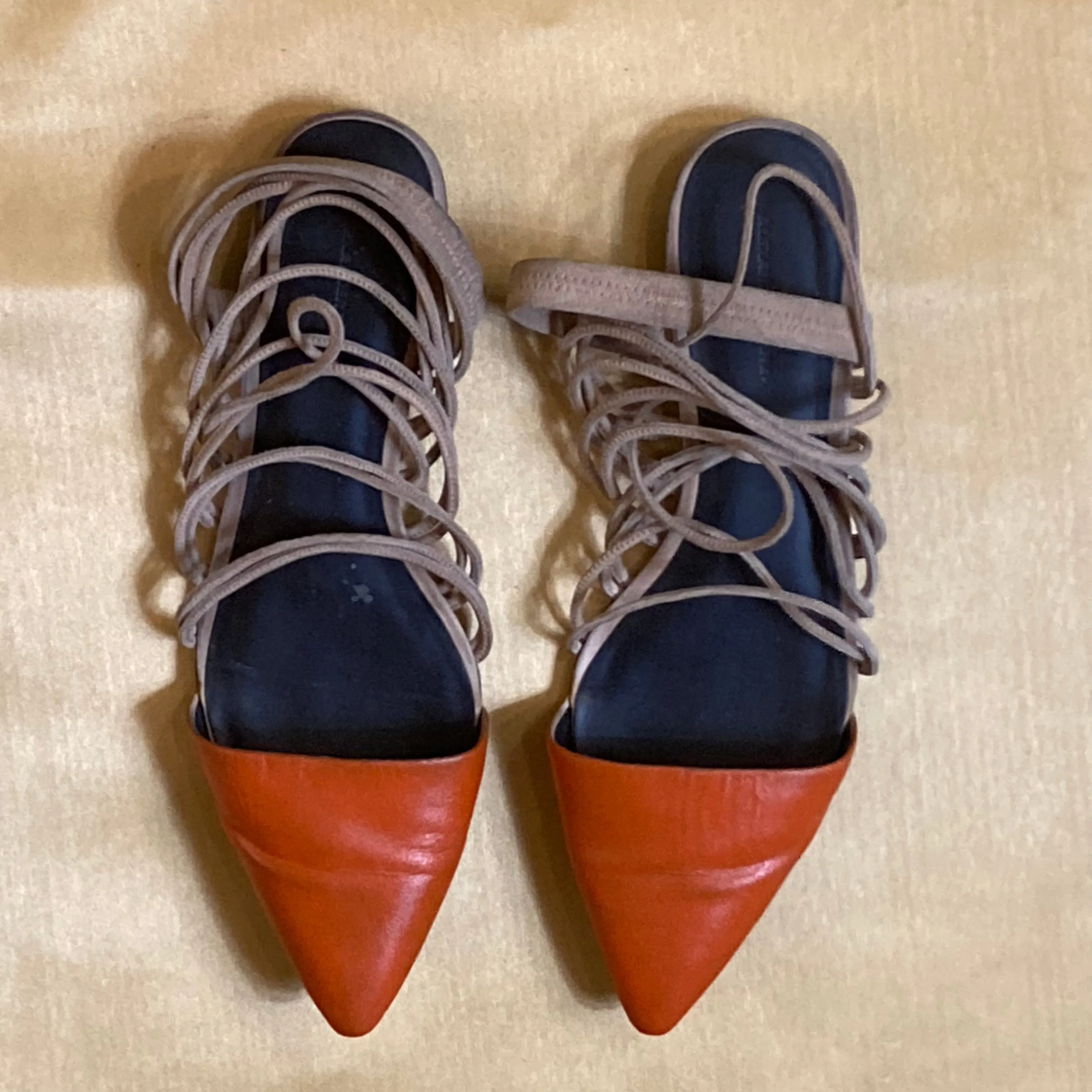 Custom Painted Alexander Wang Suede Pointy Toe Flats size 40