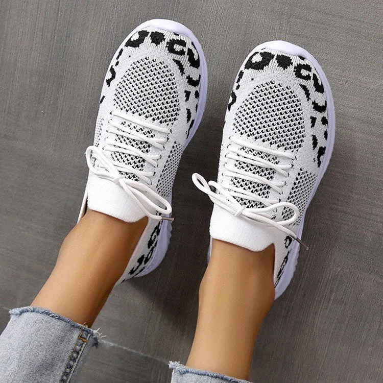 Cuzcare Orthopedic Shoes For Women Leopard Mesh Trendy Summer Sneakers