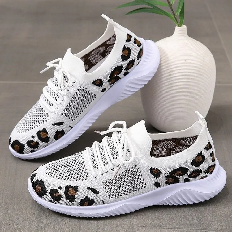 Cuzcare Orthopedic Shoes For Women Leopard Mesh Trendy Summer Sneakers