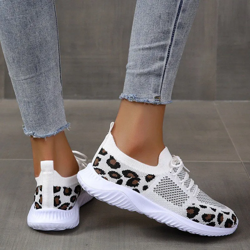 Cuzcare Orthopedic Shoes For Women Leopard Mesh Trendy Summer Sneakers