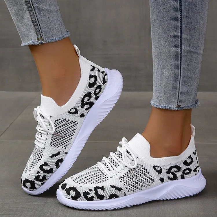 Cuzcare Orthopedic Shoes For Women Leopard Mesh Trendy Summer Sneakers