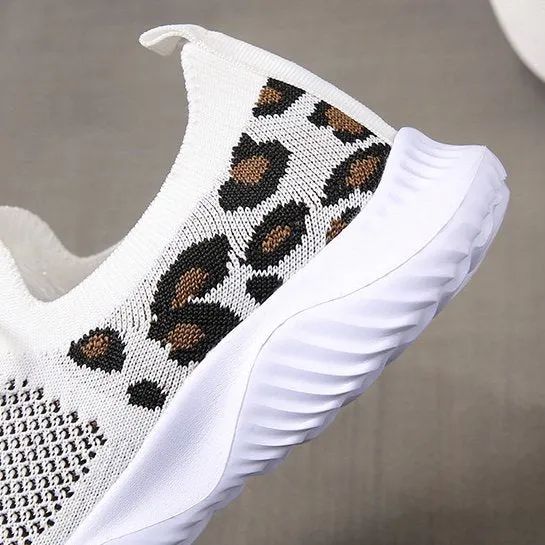Cuzcare Orthopedic Shoes For Women Leopard Mesh Trendy Summer Sneakers