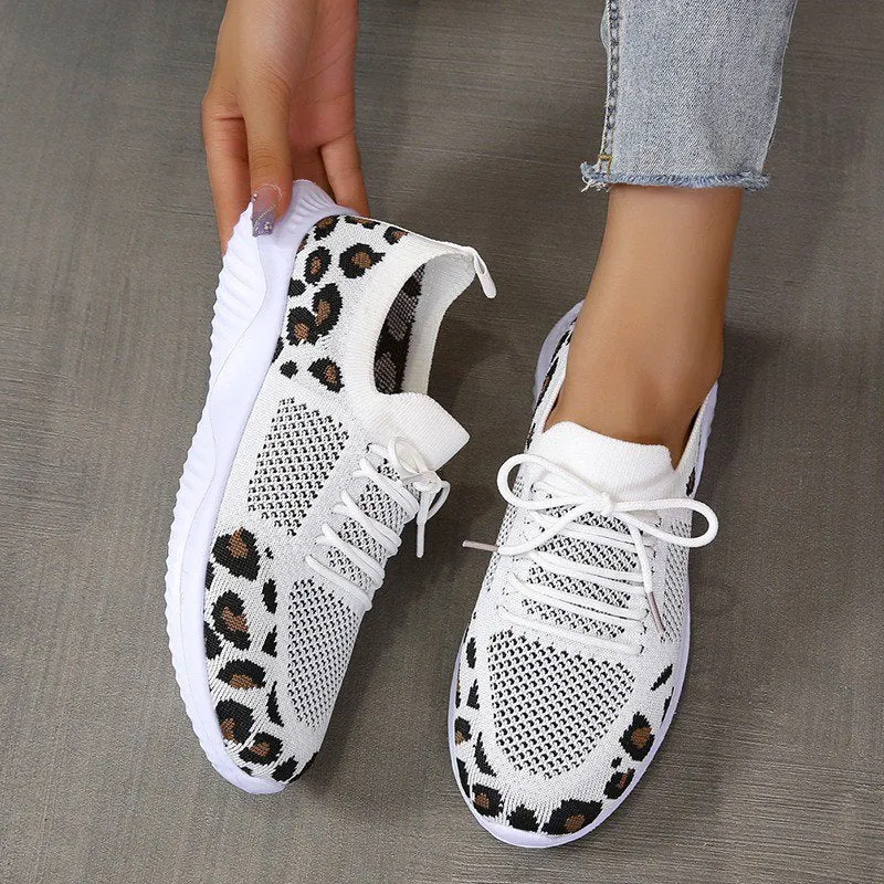 Cuzcare Orthopedic Shoes For Women Leopard Mesh Trendy Summer Sneakers