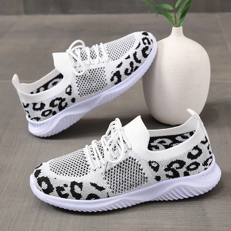 Cuzcare Orthopedic Shoes For Women Leopard Mesh Trendy Summer Sneakers