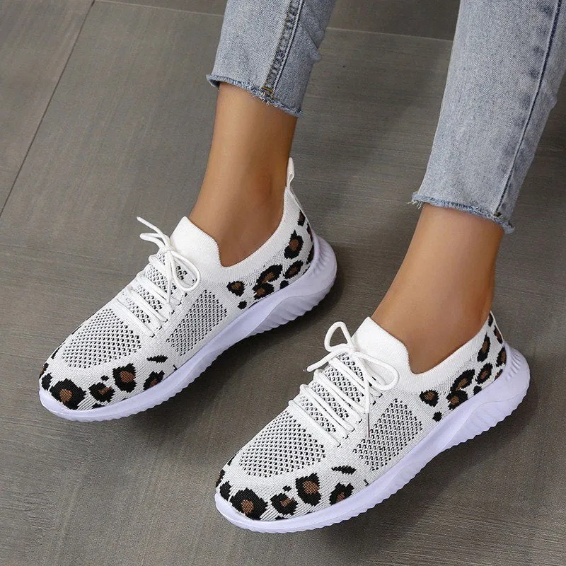 Cuzcare Orthopedic Shoes For Women Leopard Mesh Trendy Summer Sneakers