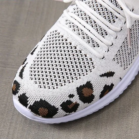 Cuzcare Orthopedic Shoes For Women Leopard Mesh Trendy Summer Sneakers