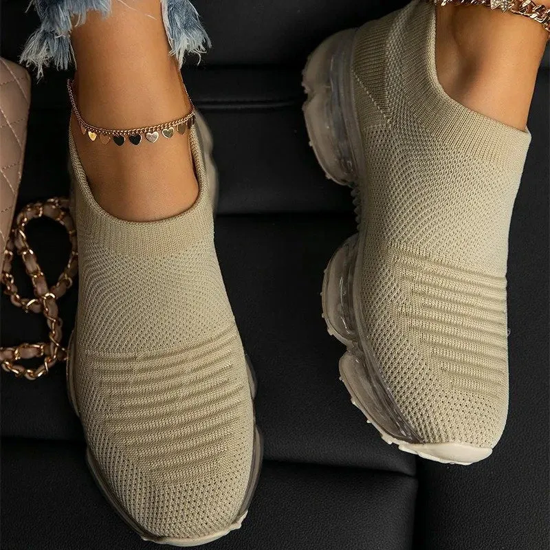 Cuzcare Orthopedic Shoes Women Versatile Slip-on Walking Sneakers Elastic Mesh Leisure