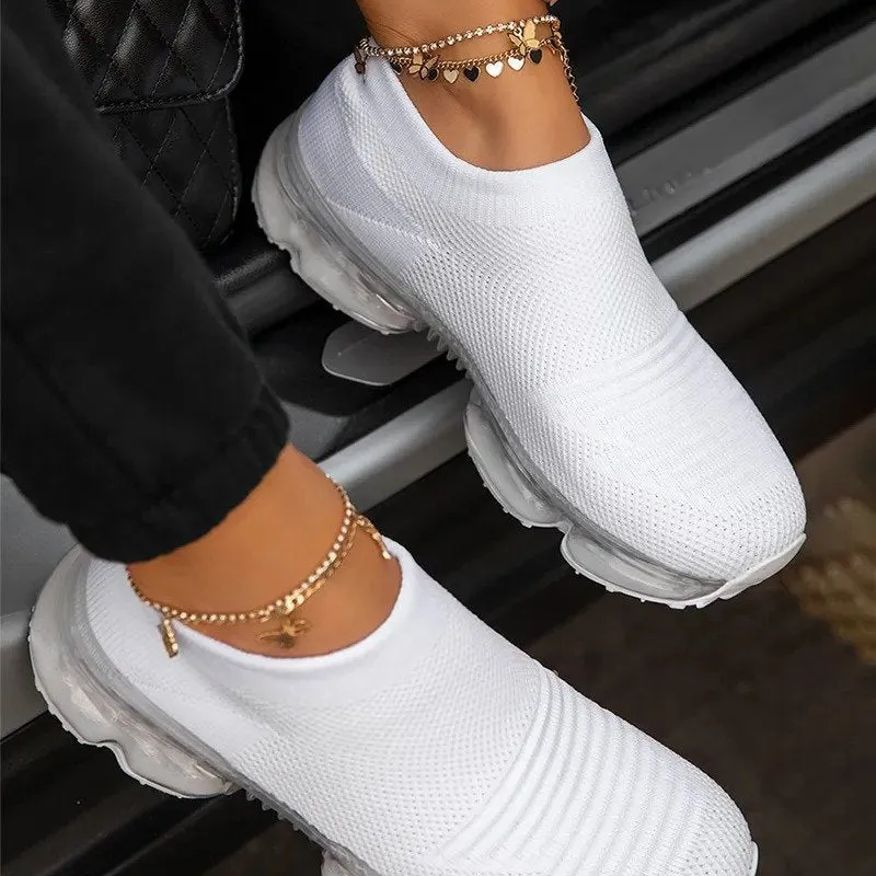 Cuzcare Orthopedic Shoes Women Versatile Slip-on Walking Sneakers Elastic Mesh Leisure