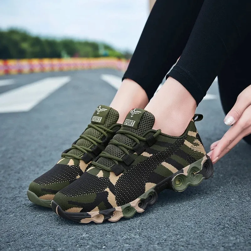 Cuzcare Women Orthopedic Shoes Mesh Camouflage Outdoor Sneakers