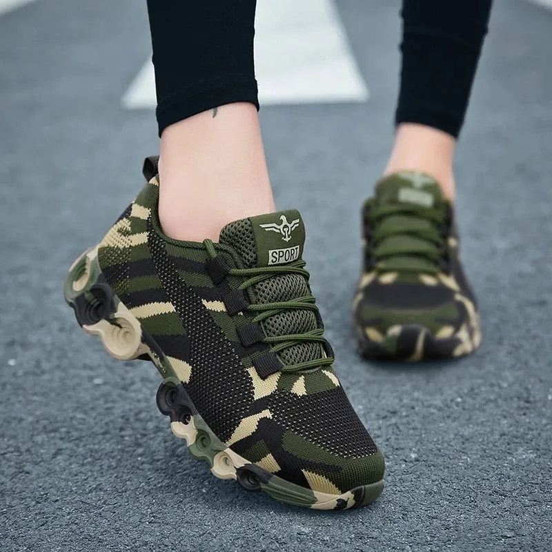 Cuzcare Women Orthopedic Shoes Mesh Camouflage Outdoor Sneakers