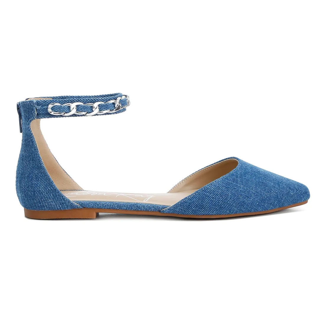 Embellished Chain Flat Sandals