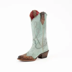 Ferrini Dusty Blue Tooled Tip Western Madison Boots