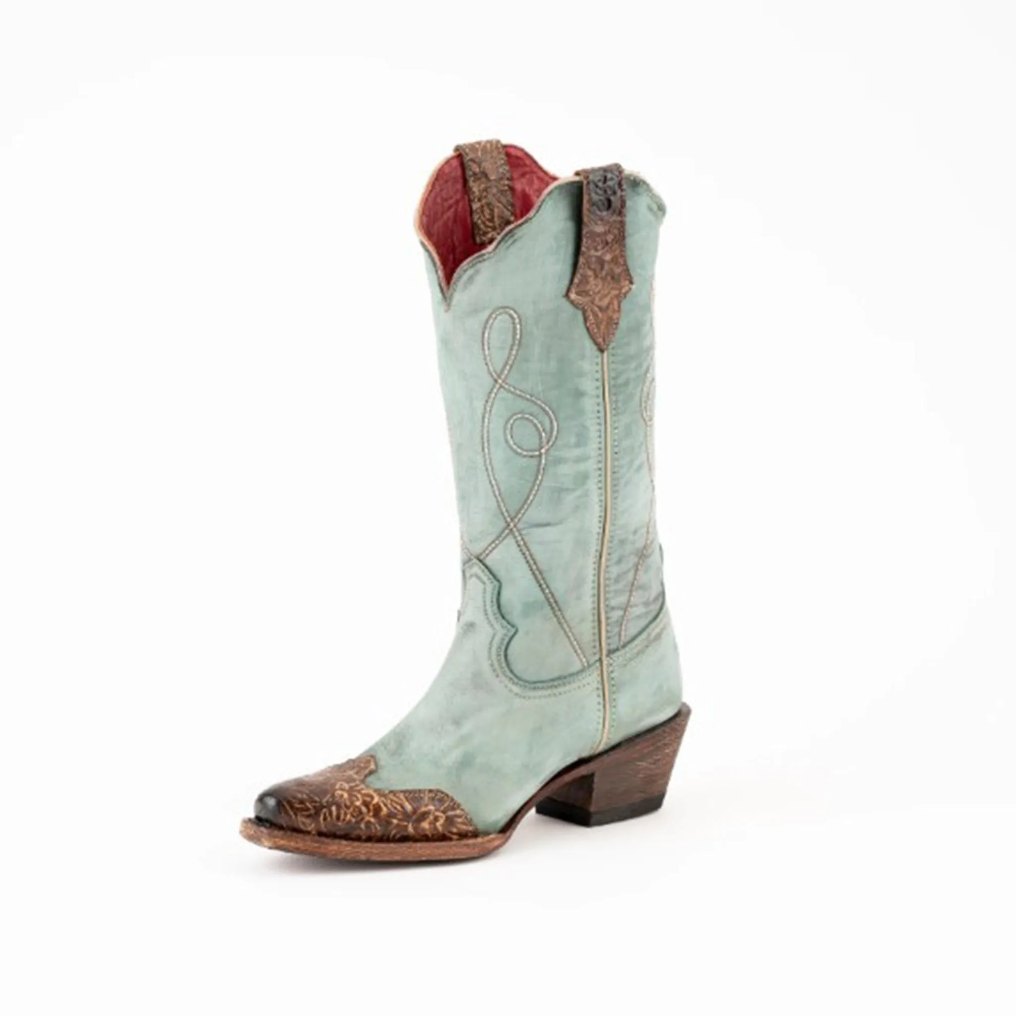 Ferrini Dusty Blue Tooled Tip Western Madison Boots