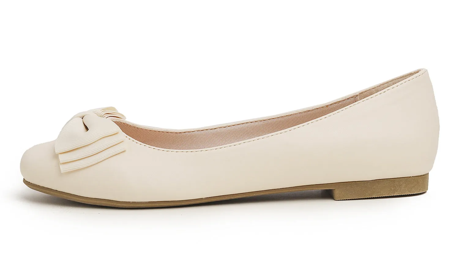 Feversole Women's Round Toe Cute Bow Trim Ballet Flats