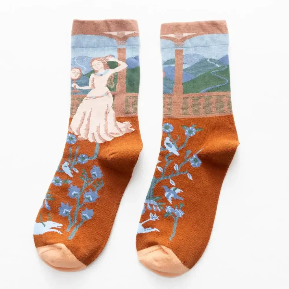 Flame Pattern Crew Socks for Men & Women - Cotton Blend Breathable Casual Socks, Anti-Friction, Sweat-Absorbing, Winter Warm Comfort