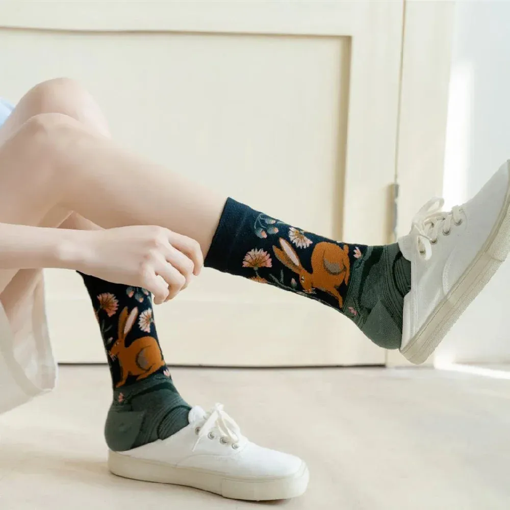 Flame Pattern Crew Socks for Men & Women - Cotton Blend Breathable Casual Socks, Anti-Friction, Sweat-Absorbing, Winter Warm Comfort