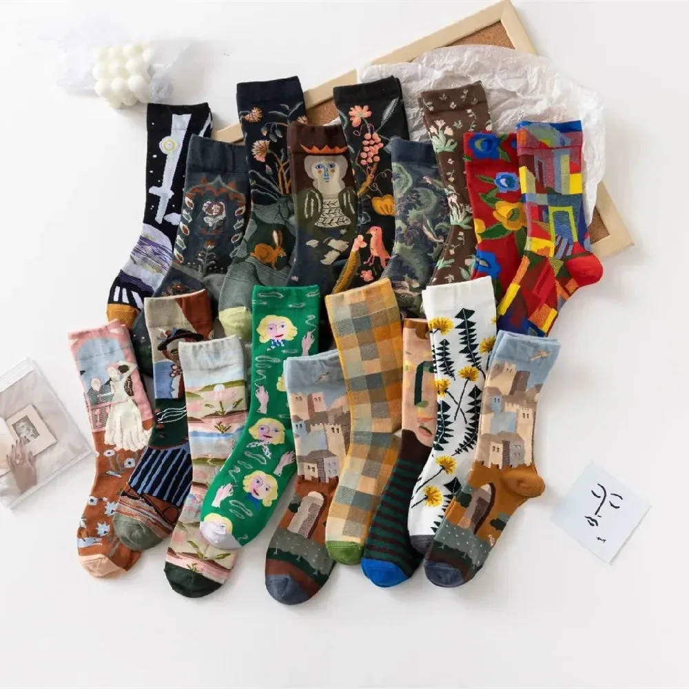 Flame Pattern Crew Socks for Men & Women - Cotton Blend Breathable Casual Socks, Anti-Friction, Sweat-Absorbing, Winter Warm Comfort