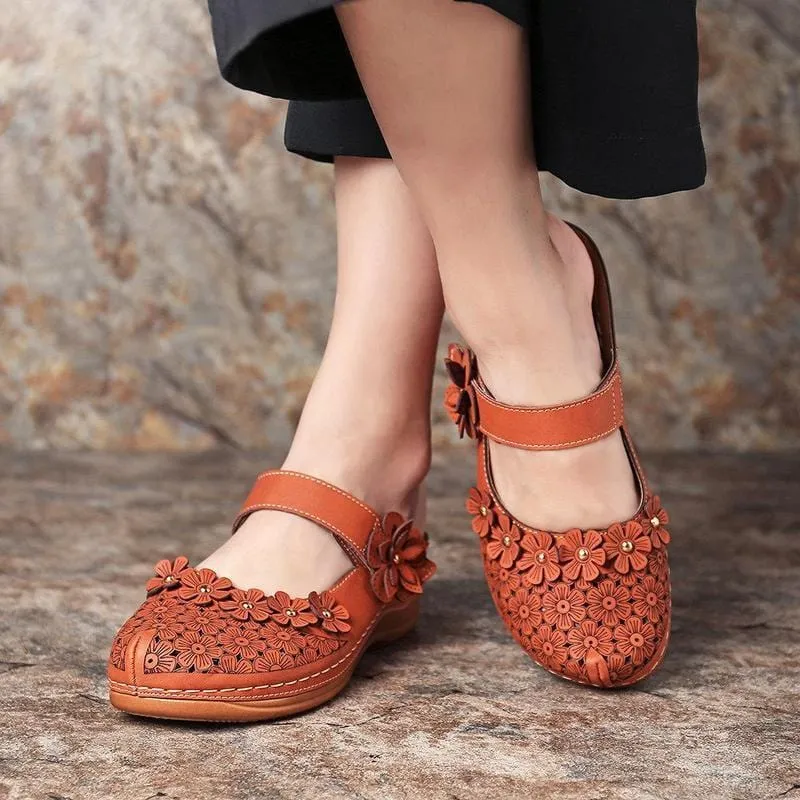 Flat round toe casual sandals for ladies