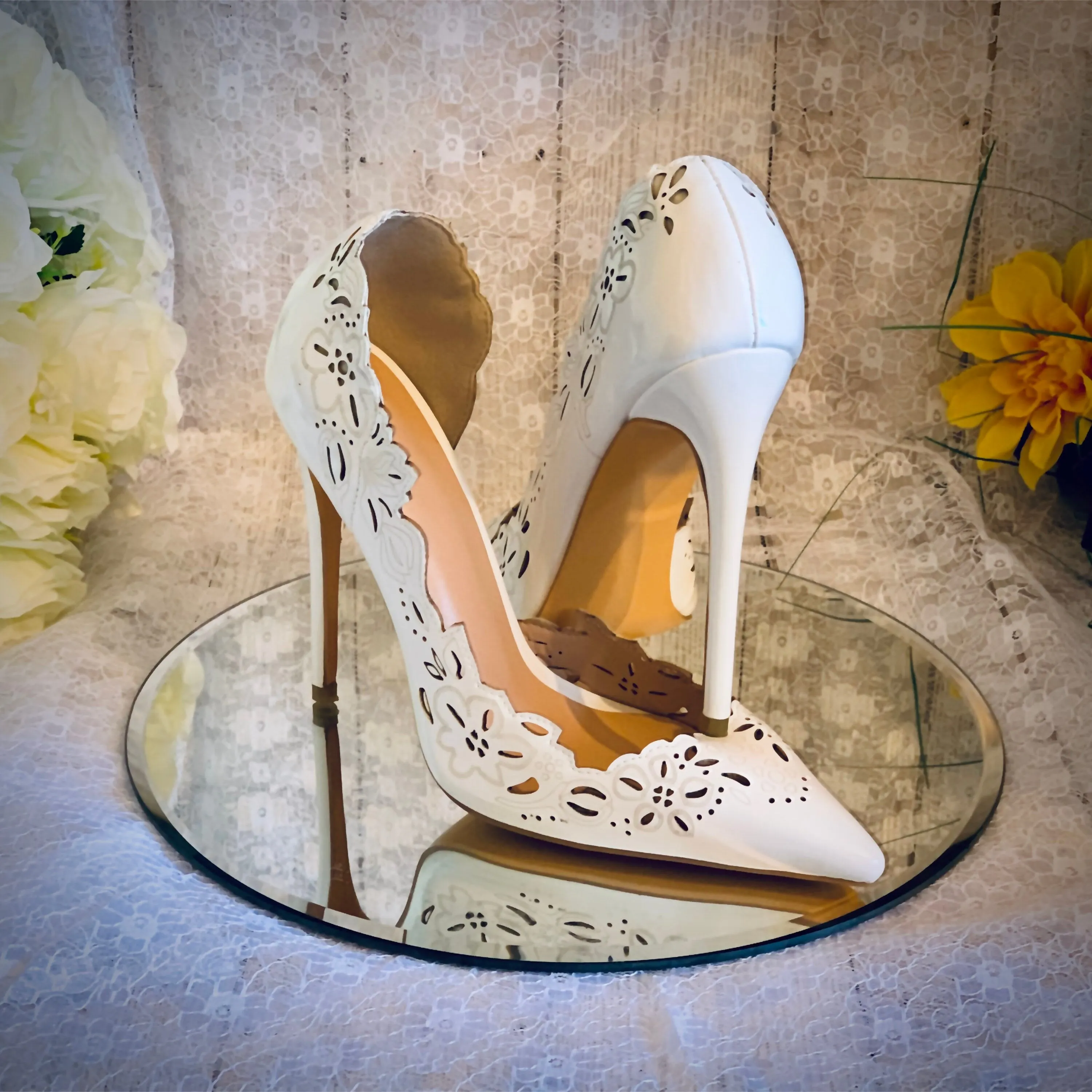 Floral d'Orsay Bridal Shoes
