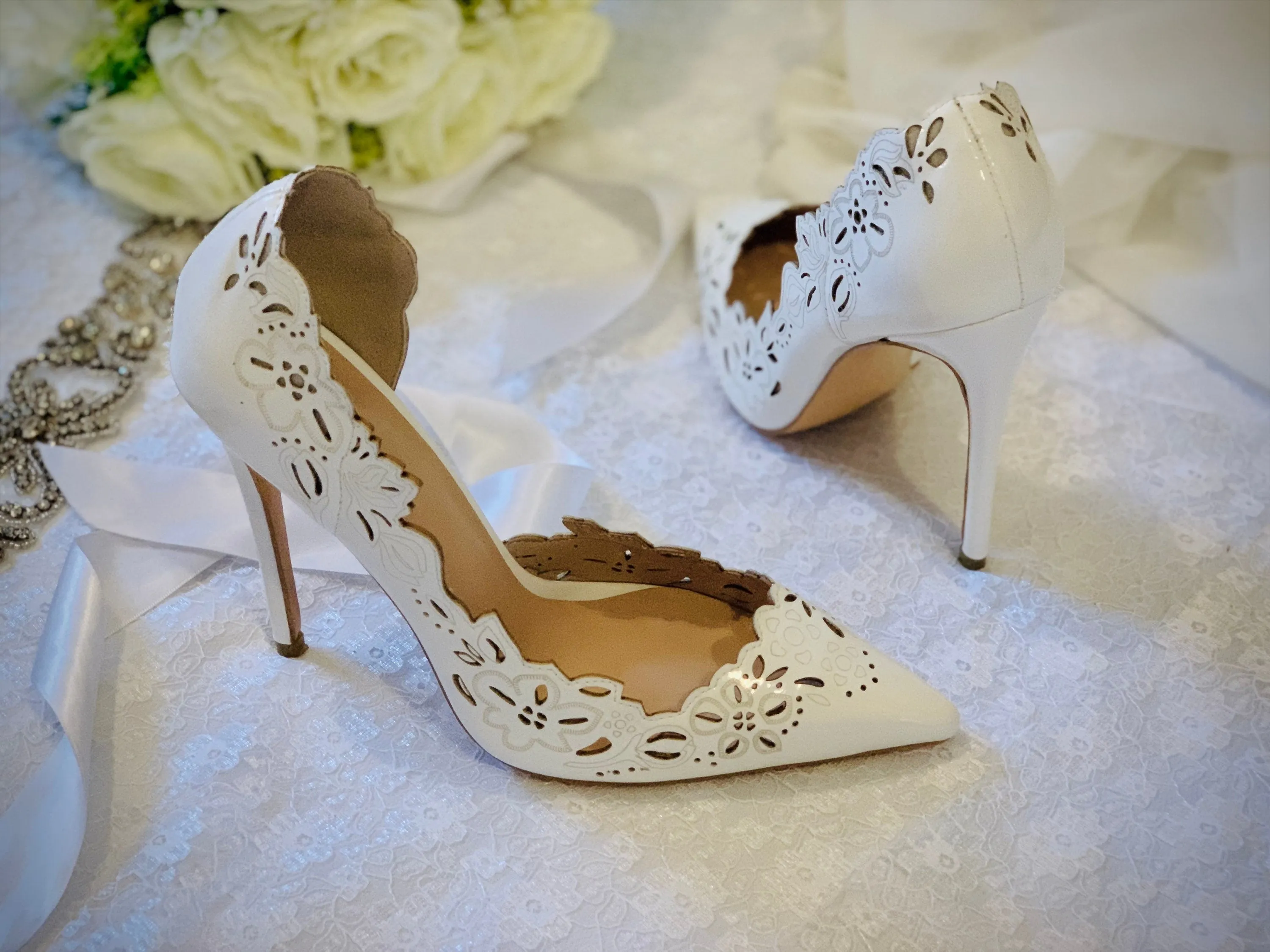 Floral d'Orsay Bridal Shoes